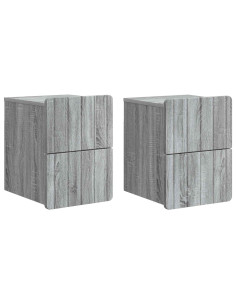 Mobiletto da notte a muro 2 pcs Grigio Sonoma 33 x 34,5 x 43 cm