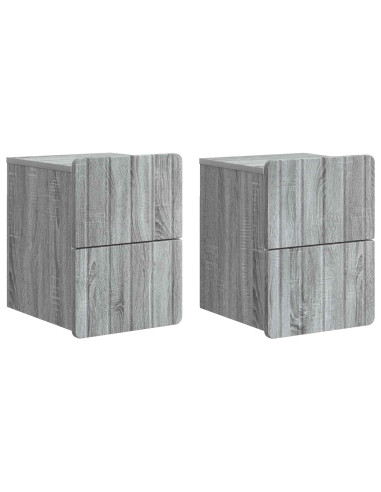 Mobiletto da notte a muro 2 pcs Grigio Sonoma 33 x 34,5 x 43 cm