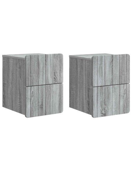 Mobiletto da notte a muro 2 pcs Grigio Sonoma 33 x 34,5 x 43 cm