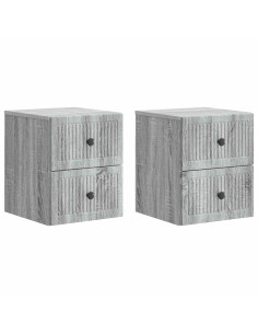 Mobiletto da notte a muro 2 pcs Grigio Sonoma 33 x 34,5 x 40 cm