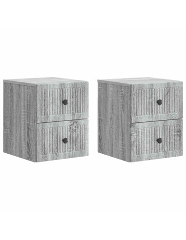 Mobiletto da notte a muro 2 pcs Grigio Sonoma 33 x 34,5 x 40 cm