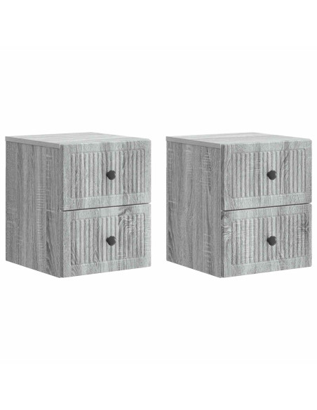 Mobiletto da notte a muro 2 pcs Grigio Sonoma 33 x 34,5 x 40 cm