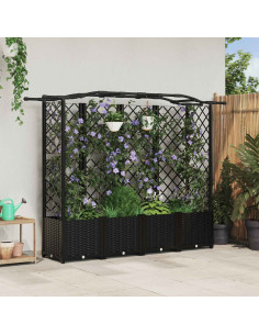 Letto Rialzato con Griglia e Tetto Nero 204 x 40 x 141 cm PP