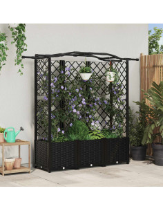 Letto Rialzato con Griglia e Tetto Nero 163 x 40 x 141 cm PP