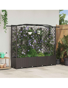 Letto Rialzato con Griglia e Tetto Marrone 204 x 40 x 141 cm PP