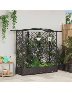 Letto Rialzato con Griglia e Tetto Marrone 163 x 40 x 126 cm PP