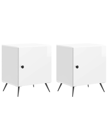 Armadio da Notte 2 pcs Bianco Lucido 43 x 34,5 x 50 cm