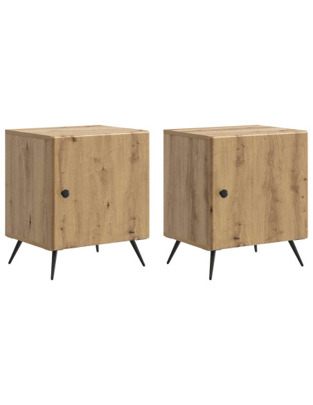 Armadio da Notte 2 pcs Rovere Artigianale 43 x 34,5 x 50 cm