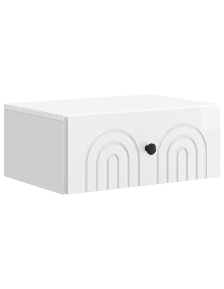 Mobiletto da notte a muro Bianco Lucido 49 x 34,5 x 20 cm