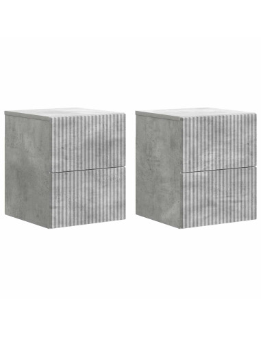 Mobiletto da notte a muro con cassetto 2 pcs Grigio Cemento