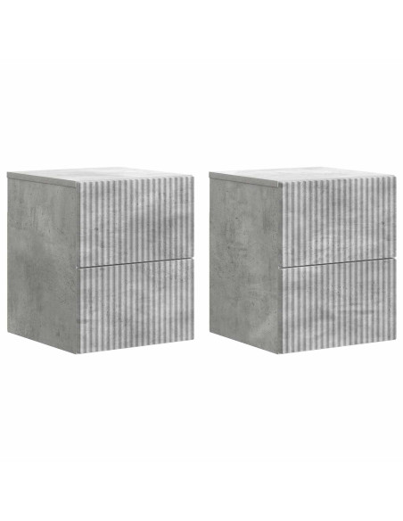 Mobiletto da notte a muro con cassetto 2 pcs Grigio Cemento