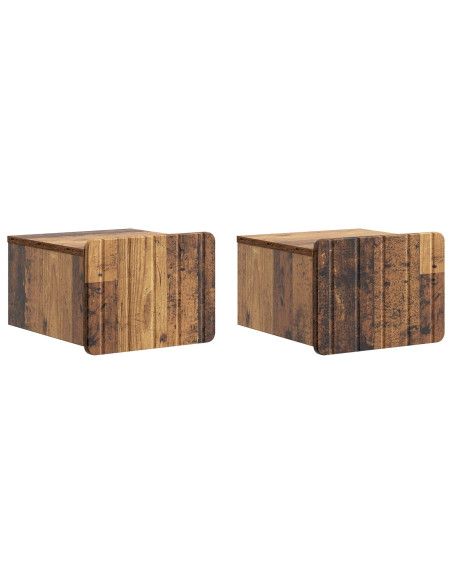 Mobiletto da notte a muro 2 pcs Legno antico 33 x 34,5 x 24 cm
