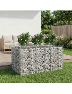 Letto rialzato in gabbione 2 pcs Argento