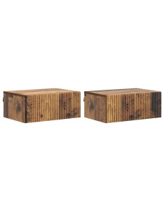 Mobiletto da notte a muro 2 pcs Legno antico 49 x 34,5 x 20 cm