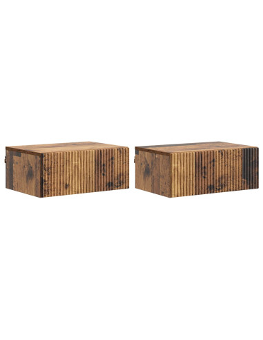Mobiletto da notte a muro 2 pcs Legno antico 49 x 34,5 x 20 cm