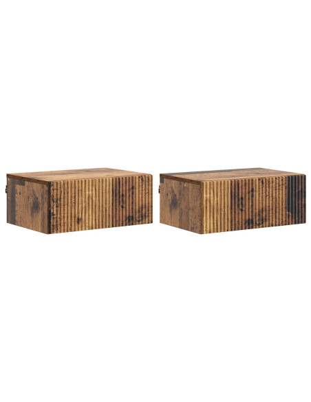 Mobiletto da notte a muro 2 pcs Legno antico 49 x 34,5 x 20 cm