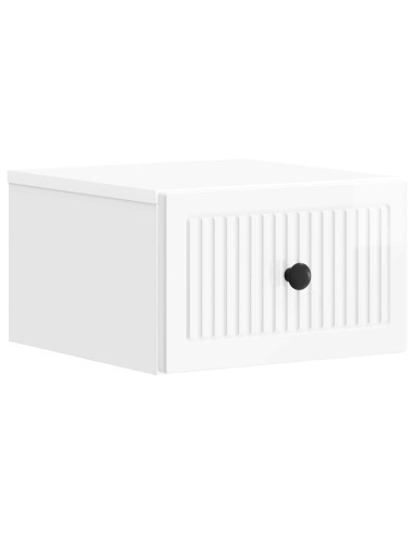 Mobiletto da notte a muro Bianco Lucido 33 x 34,5 x 20 cm
