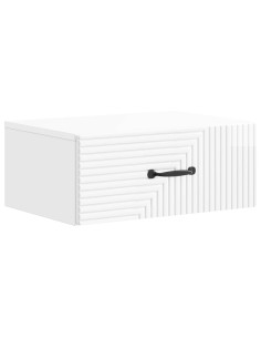 Mobiletto da notte a muro Bianco Lucido 49 x 34,5 x 20 cm