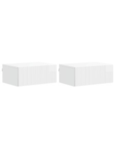 Mobiletto da notte a muro 2 pcs Bianco Lucido 49 x 34,5 x 20 cm