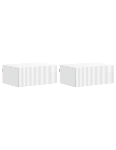 Mobiletto da notte a muro 2 pcs Bianco Lucido 49 x 34,5 x 20 cm