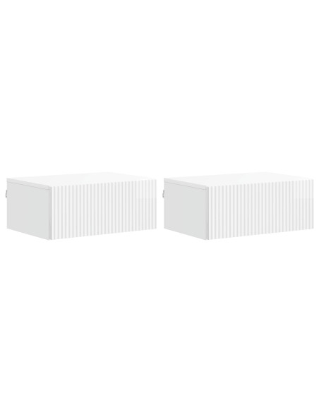 Mobiletto da notte a muro 2 pcs Bianco Lucido 49 x 34,5 x 20 cm