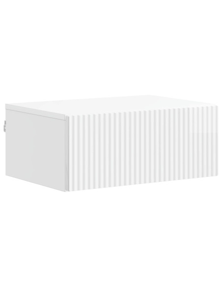 Mobiletto da notte a muro Bianco Lucido 49 x 34,5 x 20 cm
