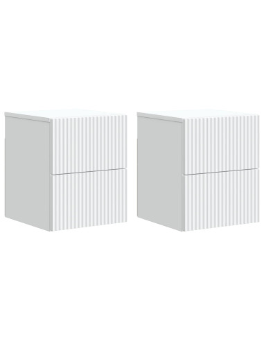 Mobiletto da notte a muro 2 pcs Bianco 33 x 34,5 x 40 cm