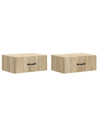 Mobiletto da notte a muro 2 pcs Rovere Sonoma 49 x 34,5 x 20 cm