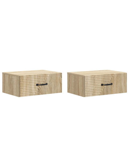 Mobiletto da notte a muro 2 pcs Rovere Sonoma 49 x 34,5 x 20 cm