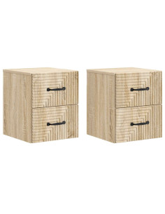Mobiletto da notte a muro 2 pcs Rovere Sonoma 34,5 x 33 x 40 cm
