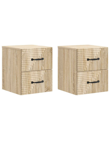 Mobiletto da notte a muro 2 pcs Rovere Sonoma 34,5 x 33 x 40 cm