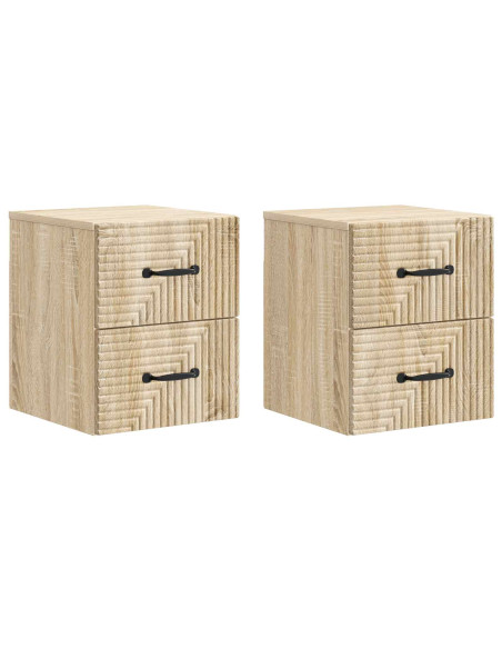 Mobiletto da notte a muro 2 pcs Rovere Sonoma 34,5 x 33 x 40 cm