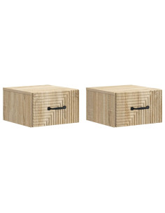Mobiletto da notte a muro 2 pcs Rovere Sonoma 34,5 x 33 x 20 cm