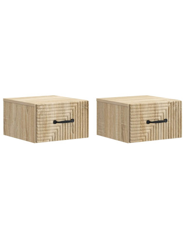 Mobiletto da notte a muro 2 pcs Rovere Sonoma 34,5 x 33 x 20 cm
