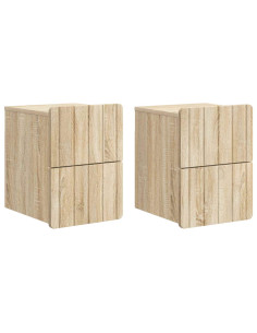 Mobiletto da notte a muro 2 pcs Rovere Sonoma 33 x 34,5 x 43 cm
