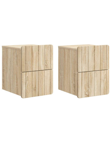 Mobiletto da notte a muro 2 pcs Rovere Sonoma 33 x 34,5 x 43 cm