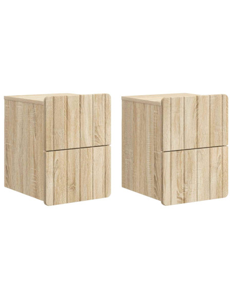 Mobiletto da notte a muro 2 pcs Rovere Sonoma 33 x 34,5 x 43 cm