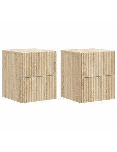 Mobiletto da notte a muro 2 pcs Rovere Sonoma 33 x 34,5 x 40 cm