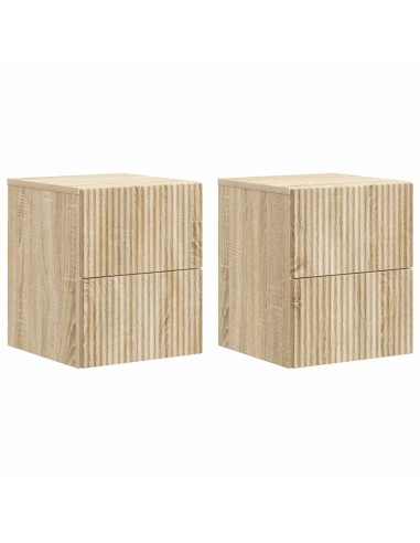 Mobiletto da notte a muro 2 pcs Rovere Sonoma 33 x 34,5 x 40 cm