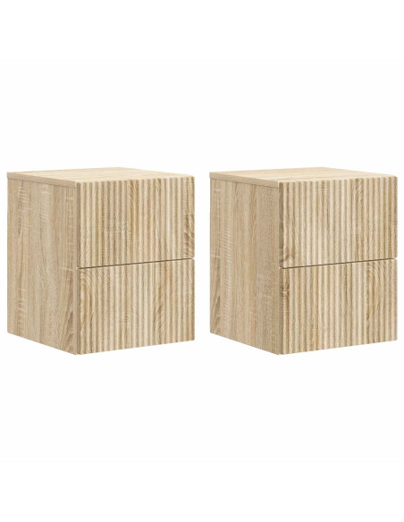 Mobiletto da notte a muro 2 pcs Rovere Sonoma 33 x 34,5 x 40 cm
