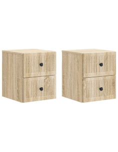 Mobiletto da notte a muro 2 pcs Rovere Sonoma 33 x 34,5 x 40 cm