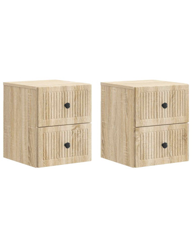 Mobiletto da notte a muro 2 pcs Rovere Sonoma 33 x 34,5 x 40 cm