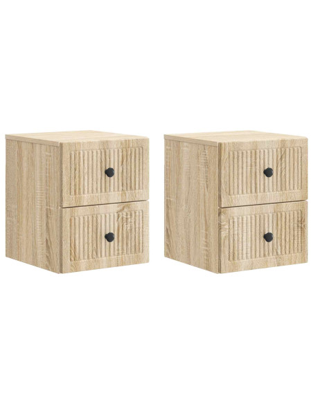 Mobiletto da notte a muro 2 pcs Rovere Sonoma 33 x 34,5 x 40 cm