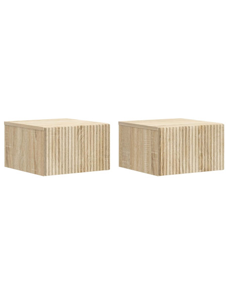 Mobiletto da notte a muro 2 pcs Rovere Sonoma 33 x 34,5 x 20 cm