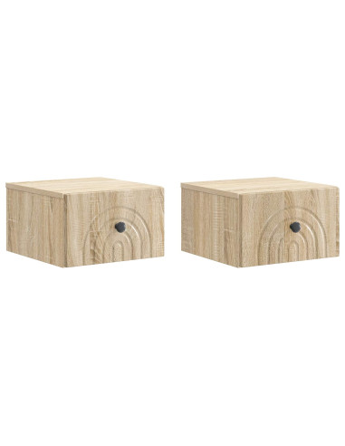 Mobiletto da notte a muro 2 pcs Rovere Sonoma 33 x 34,5 x 20 cm