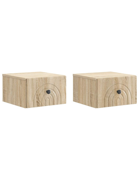 Mobiletto da notte a muro 2 pcs Rovere Sonoma 33 x 34,5 x 20 cm