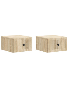 Mobiletto da notte a muro 2 pcs Rovere Sonoma 33 x 34,5 x 20 cm