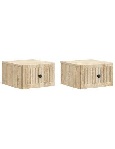 Mobiletto da notte a muro 2 pcs Rovere Sonoma 33 x 34,5 x 20 cm