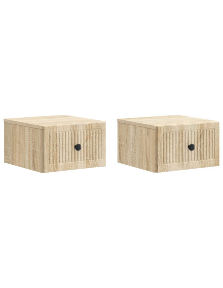 Mobiletto da notte a muro 2 pcs Rovere Sonoma 33 x 34,5 x 20 cm