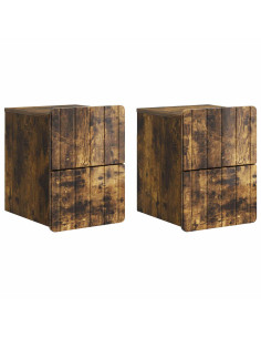 Mobiletto da notte a muro 2 pcs Rovere Fumo 33 x 34,5 x 43 cm